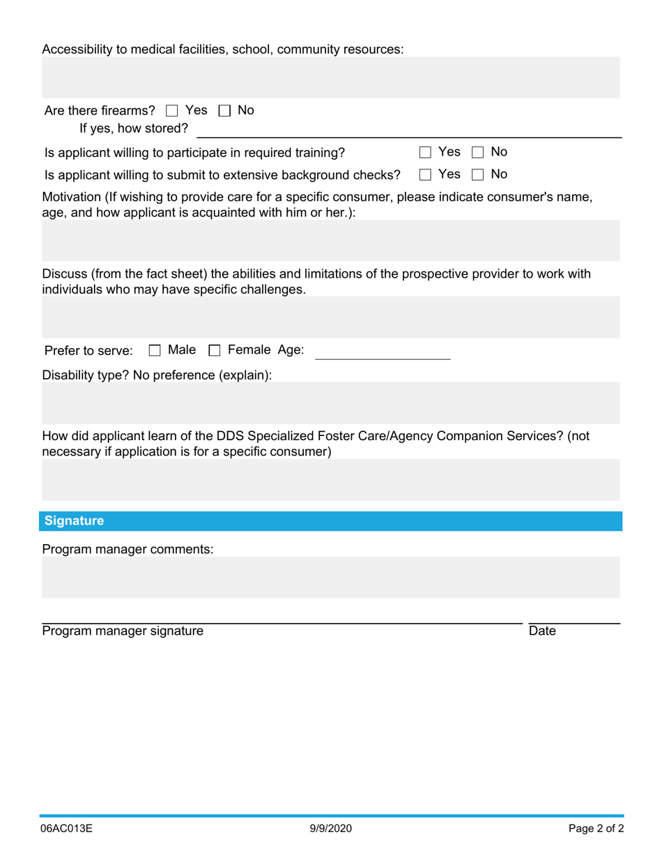 Form 06AC013E Pre-screening for Specialized Foster Care / Agency Companion Services - Oklahoma, Page 2