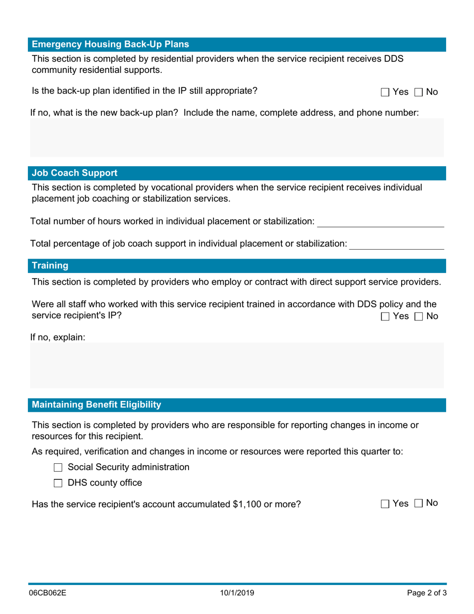 Form 06cb062e (dds-62) - Fill Out, Sign Online And Download Fillable 