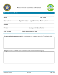 Document preview: Form 06HM005E (DDS-5) Referral Form for Examination or Treatment - Oklahoma