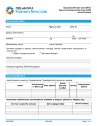 Document preview: Form 06AC024E Specialized Foster Care (Sfc)/Agency Companion Services (Acs) Annual Review - Oklahoma