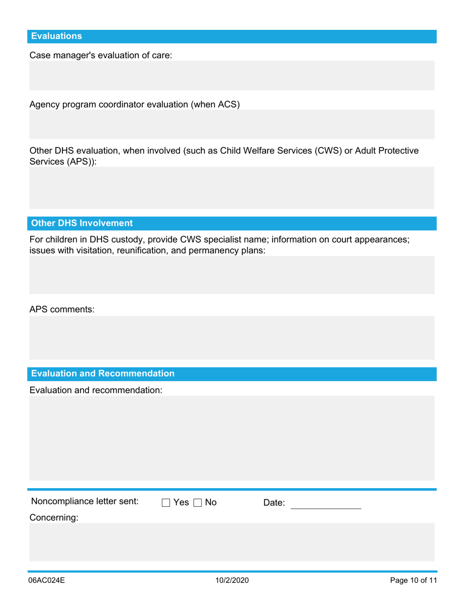 Form 06AC024E Specialized Foster Care (Sfc) / Agency Companion Services (Acs) Annual Review - Oklahoma, Page 10
