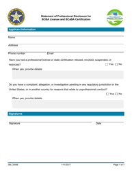 Document preview: Form 06LC004E Statement of Professional Disclosure for Bcba License and Bcaba Certification - Oklahoma