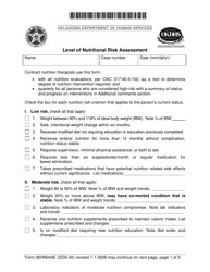 Document preview: Form 06HM040E (DDS-40) Level of Nutritional Risk Assessment - Oklahoma