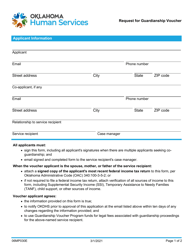 Document preview: Form 06MP030E Request for Guardianship Voucher - Oklahoma