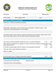 Form 06MP042E (DDS-42) Request for Temporary Approval of Restrictive or Intrusive Procedures - Oklahoma