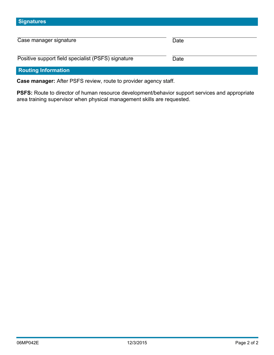 Form 06MP042E (DDS-42) Request for Temporary Approval of Restrictive or Intrusive Procedures - Oklahoma, Page 2