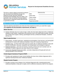 Document preview: Form 06MP001E (DDS-1) Request for Developmental Disabilities Services - Oklahoma
