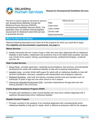 Form 06MP001E (DDS-1) Request for Developmental Disabilities Services - Oklahoma