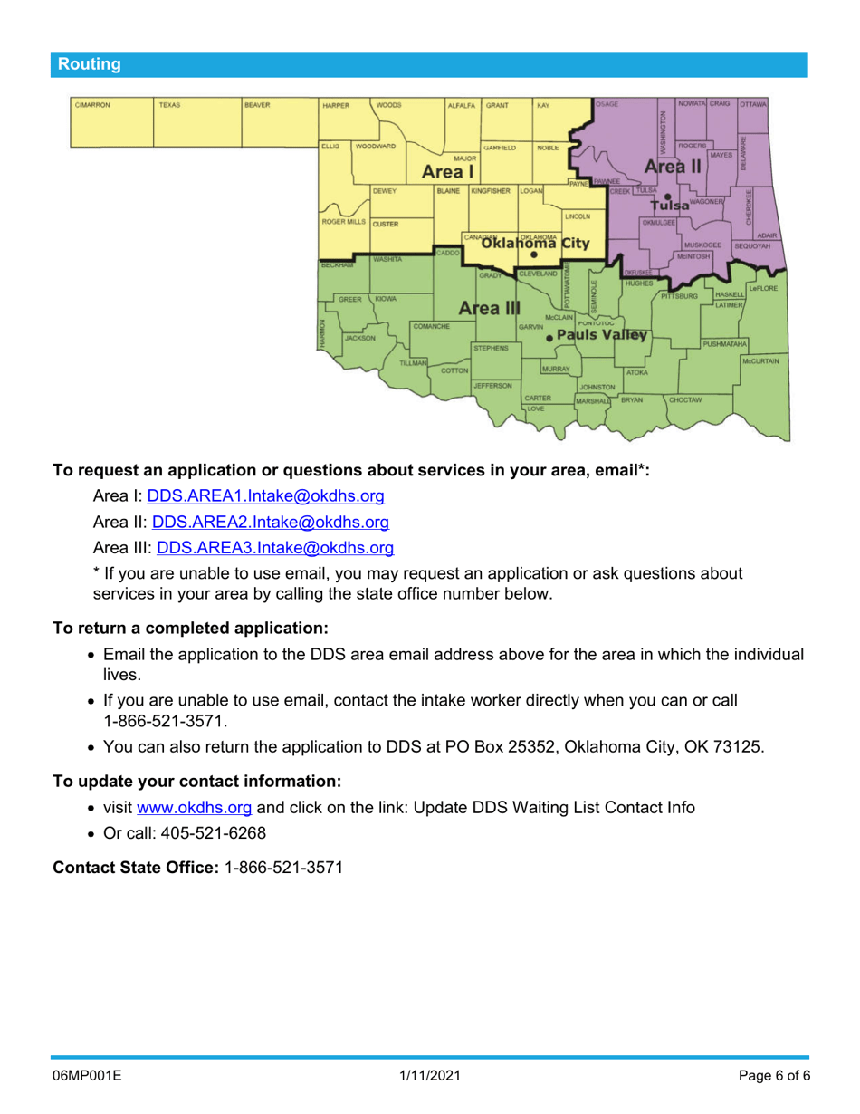 Form 06MP001E (DDS-1) Request for Developmental Disabilities Services - Oklahoma, Page 6
