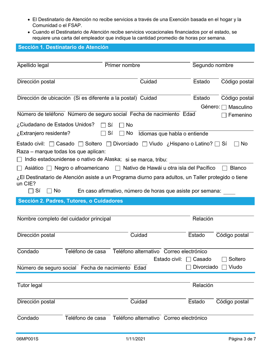 Formulario 06MP001S Solicitud De Servicios Para Discapacidades Del Desarrollo - Oklahoma (Spanish), Page 3