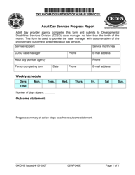 Document preview: Form 06WP046E Adult Day Services Progress Report - Oklahoma