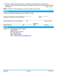 Form 06RP005E Developmental Disabilities Verification - Respite Voucher Program - Oklahoma, Page 2