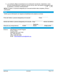 Formulario 06RP005S (RVP/DDS5) Verificacion De Discapacidades De Desarrollo Del Programa De Cupones De Cuidado De Relevo - Oklahoma (Spanish), Page 2