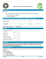Document preview: Form 07LC006E (OCC-6) Equipment Inventory for Child Care Programs - Oklahoma