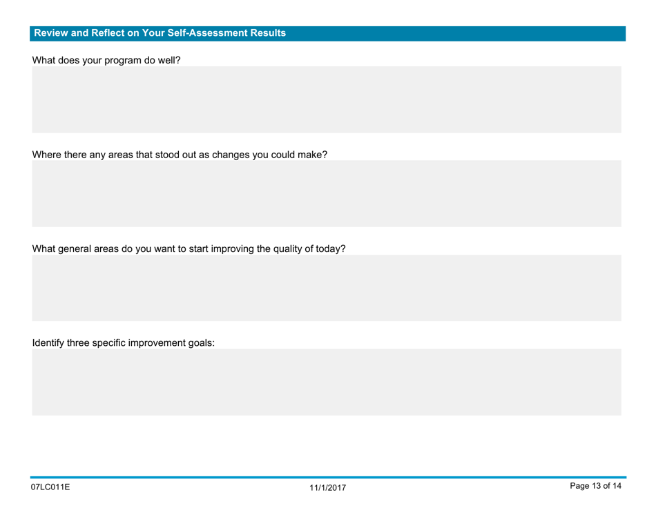Form 07LC011E Oklahoma Quality Child Care Program Scale: Self-assessment - Oklahoma, Page 13