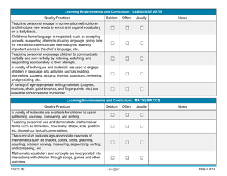 Form 07LC011E Oklahoma Quality Child Care Program Scale: Self-assessment - Oklahoma, Page 6