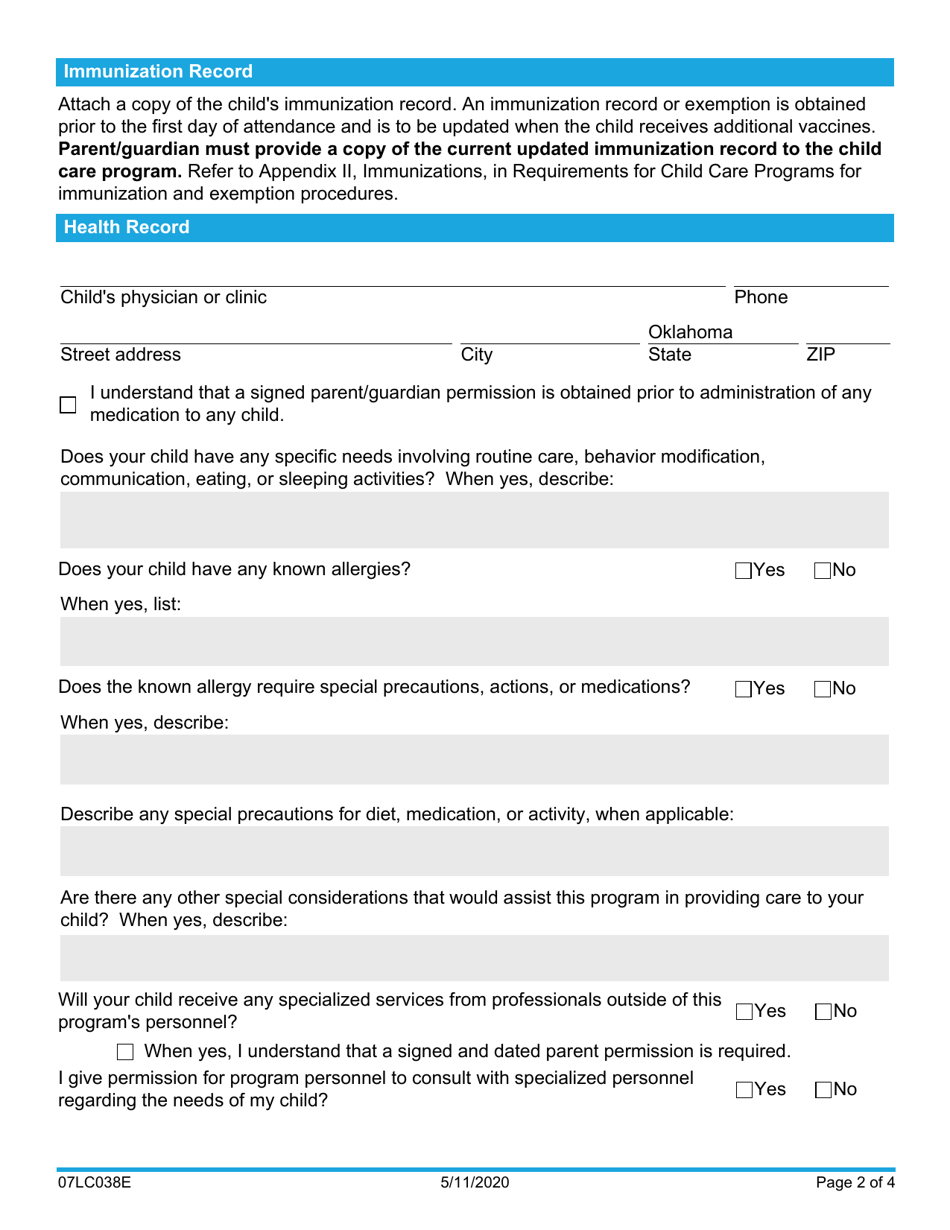 Form 07LC038E (OCC-038) - Fill Out, Sign Online and Download Fillable ...