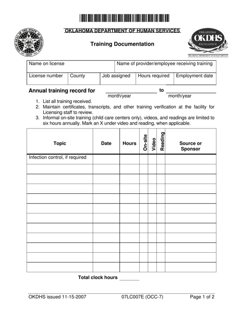 Form 07LC007E (OCC-7)  Printable Pdf
