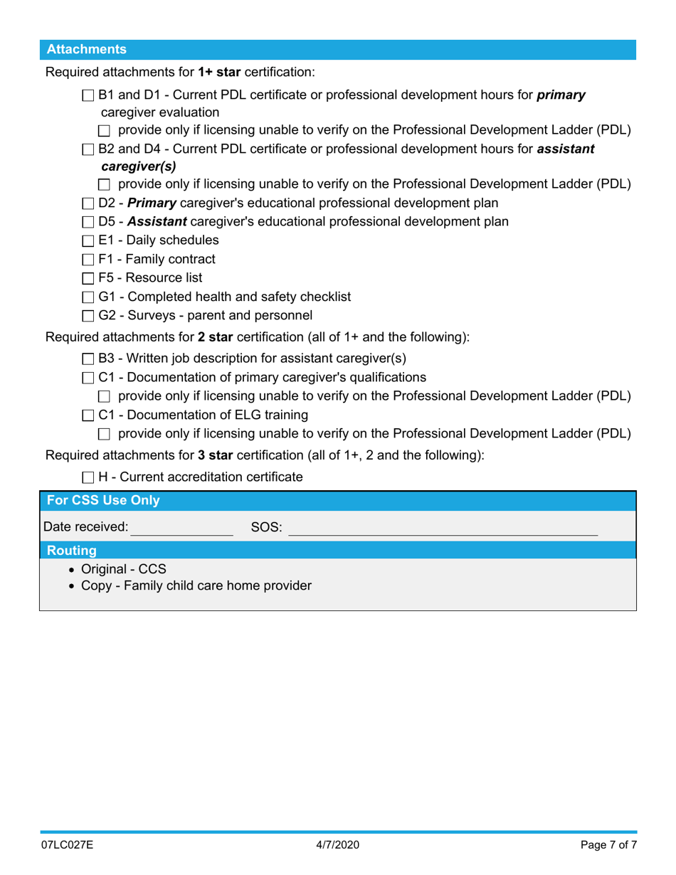 Form 07LC027E (OCC-27) Request for Family Child Care Home Star Certification - Oklahoma, Page 7