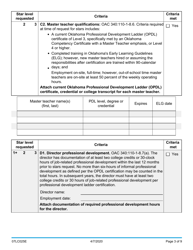 Form 07LC025E (OCC-025) Request for Child Care Center Star Certification - Oklahoma, Page 3