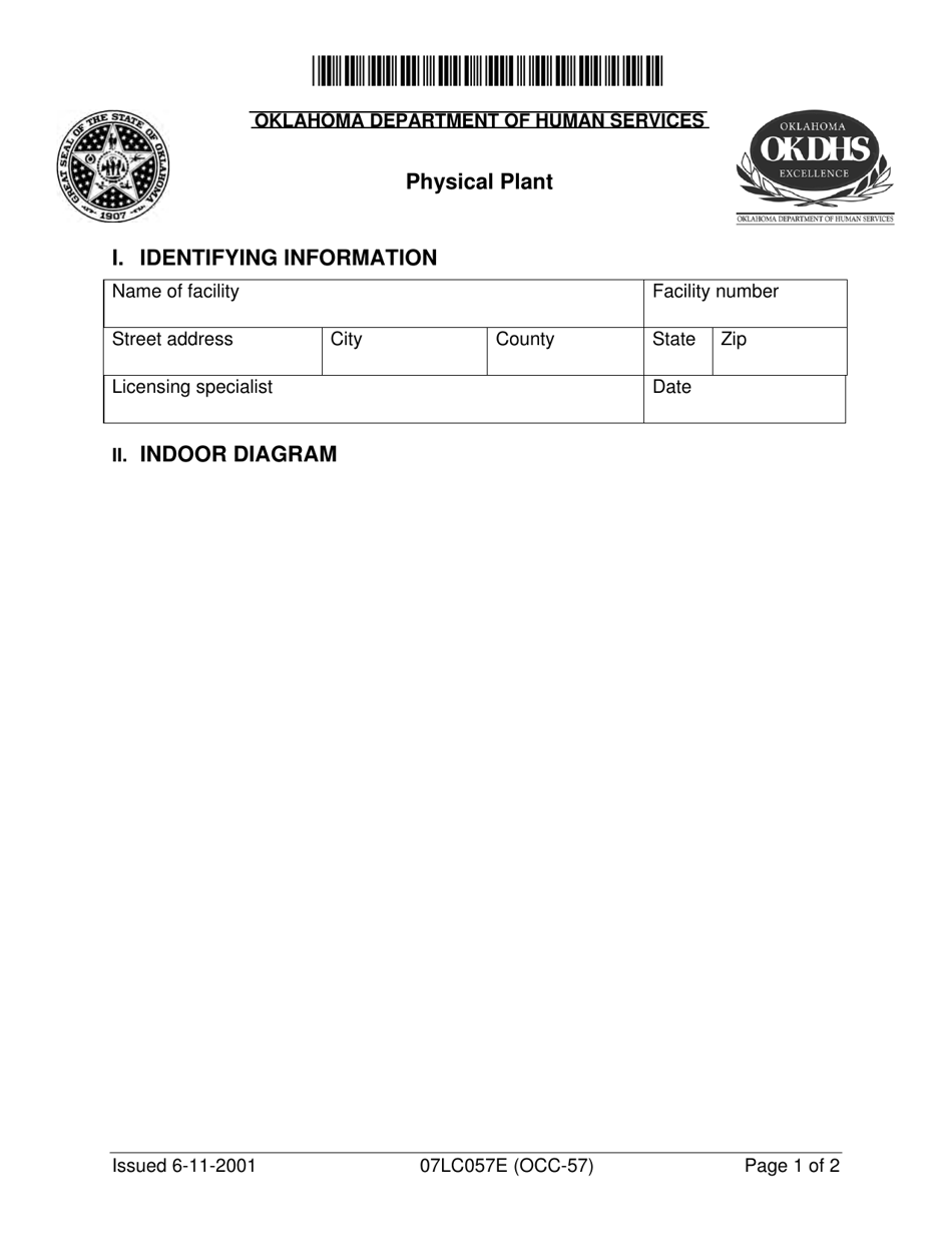 Form 07LC057E (OCC-57) Physical Plant - Oklahoma, Page 1