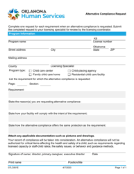 Document preview: Form 07LC061E (OCC-61) Alternative Compliance Request - Oklahoma