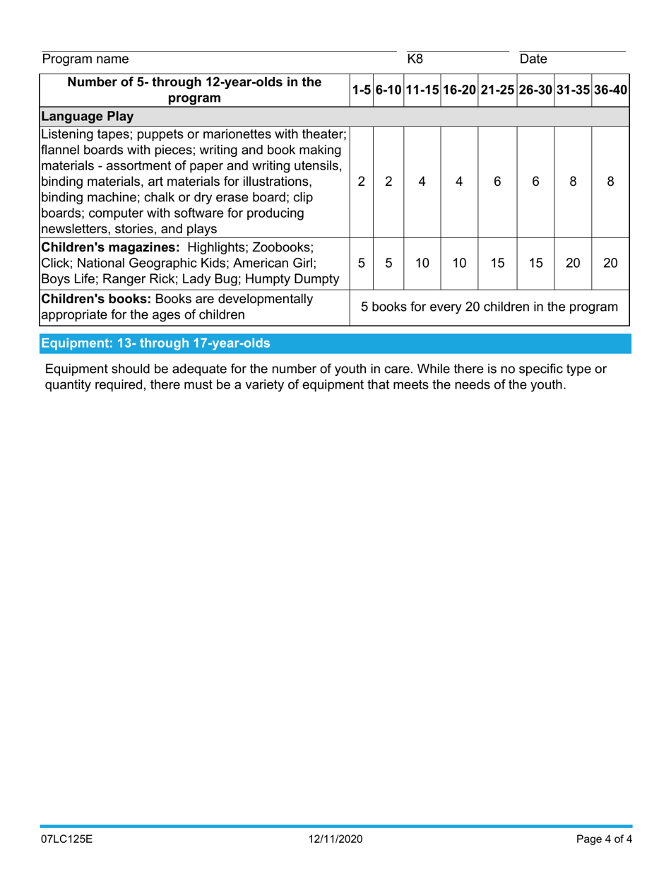 Form 07LC125E Equipment Inventory for Community Hope Centers - Oklahoma, Page 4