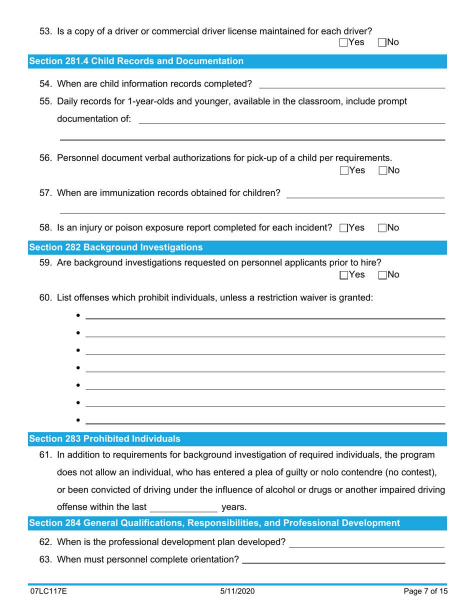 Form 07LC117E - Fill Out, Sign Online and Download Fillable PDF ...