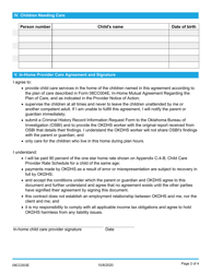 Form 08CC003E In-home Mutual Agreement and Notification to Provide Child Care Services - Oklahoma, Page 2