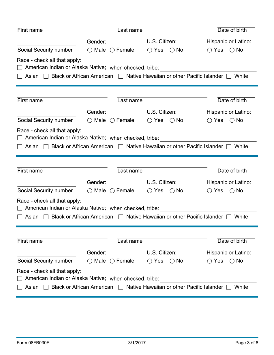 Form 08FB030E Application for Disaster Food Benefit Assistance - Oklahoma, Page 3