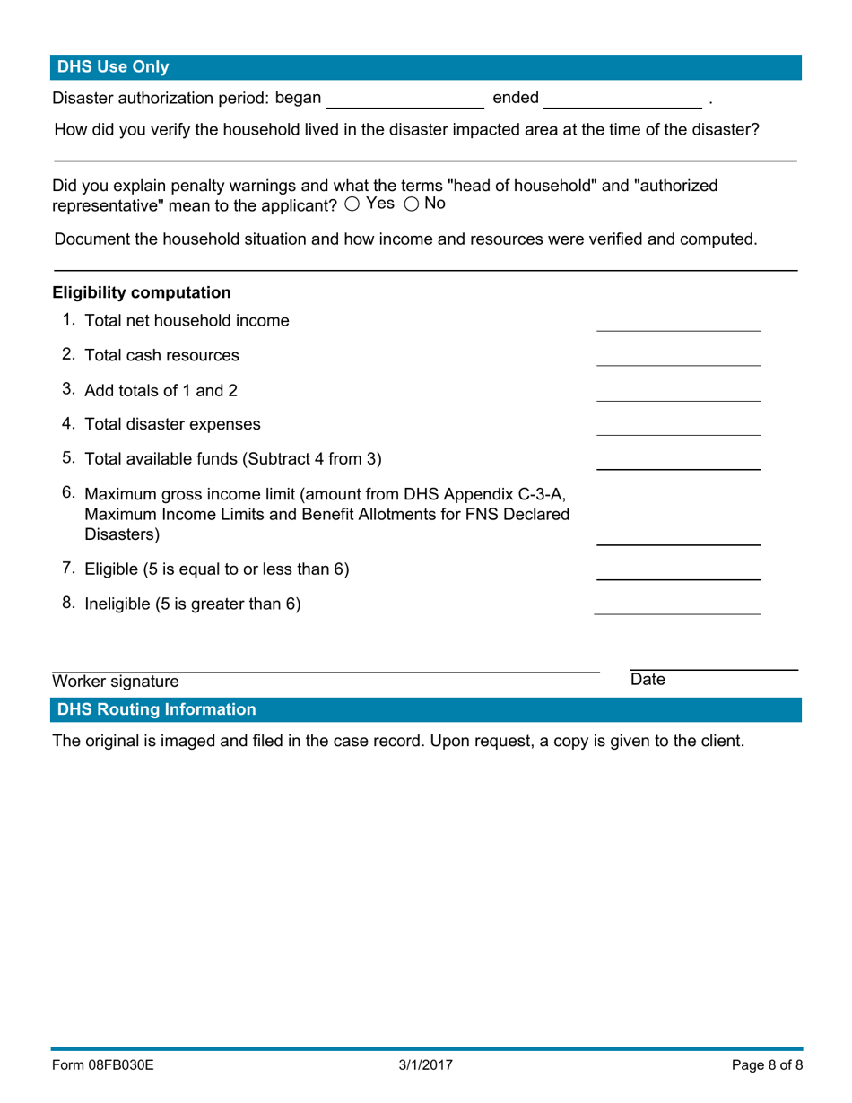 Form 08FB030E Application for Disaster Food Benefit Assistance - Oklahoma, Page 8