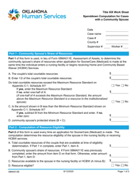 Document preview: Form 08MA012E Title Xix Work Sheet - Oklahoma