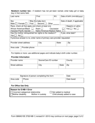 Form 08MA015E (FSS-NB-1) Reporting of Newborn Child of Soonercare Member - Oklahoma, Page 2