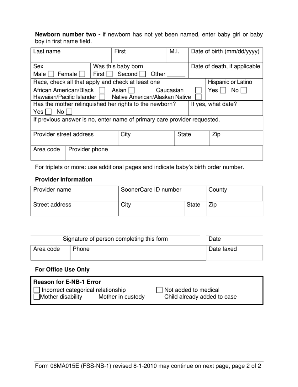 Form 08ma015e Fss Nb 1 Fill Out Sign Online And Download Fillable Pdf Oklahoma 3840