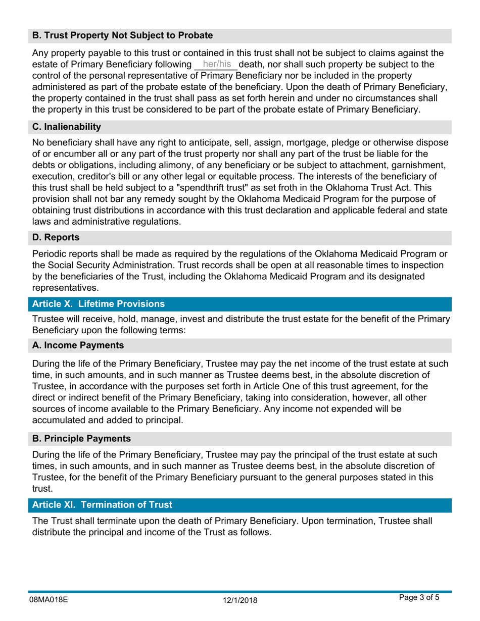 Form 08MA018E Supplemental Needs Trust - Oklahoma, Page 3