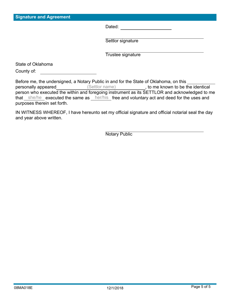 Form 08MA018E Supplemental Needs Trust - Oklahoma, Page 5
