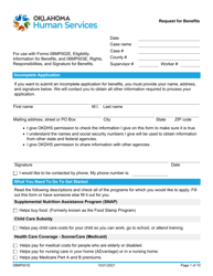 Form 08MP001E &quot;Request for Benefits&quot; - Oklahoma