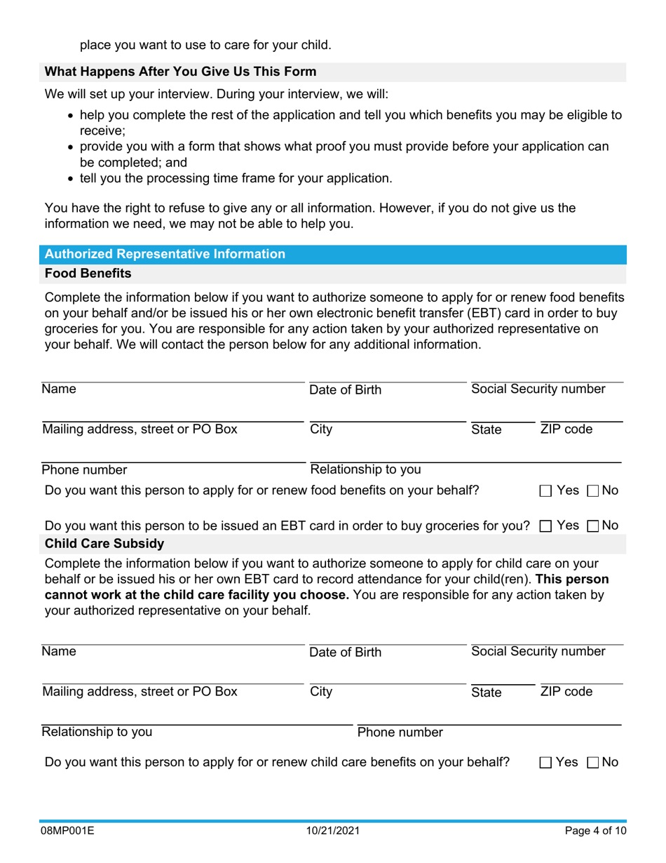 Form 08MP001E Request for Benefits - Oklahoma, Page 4