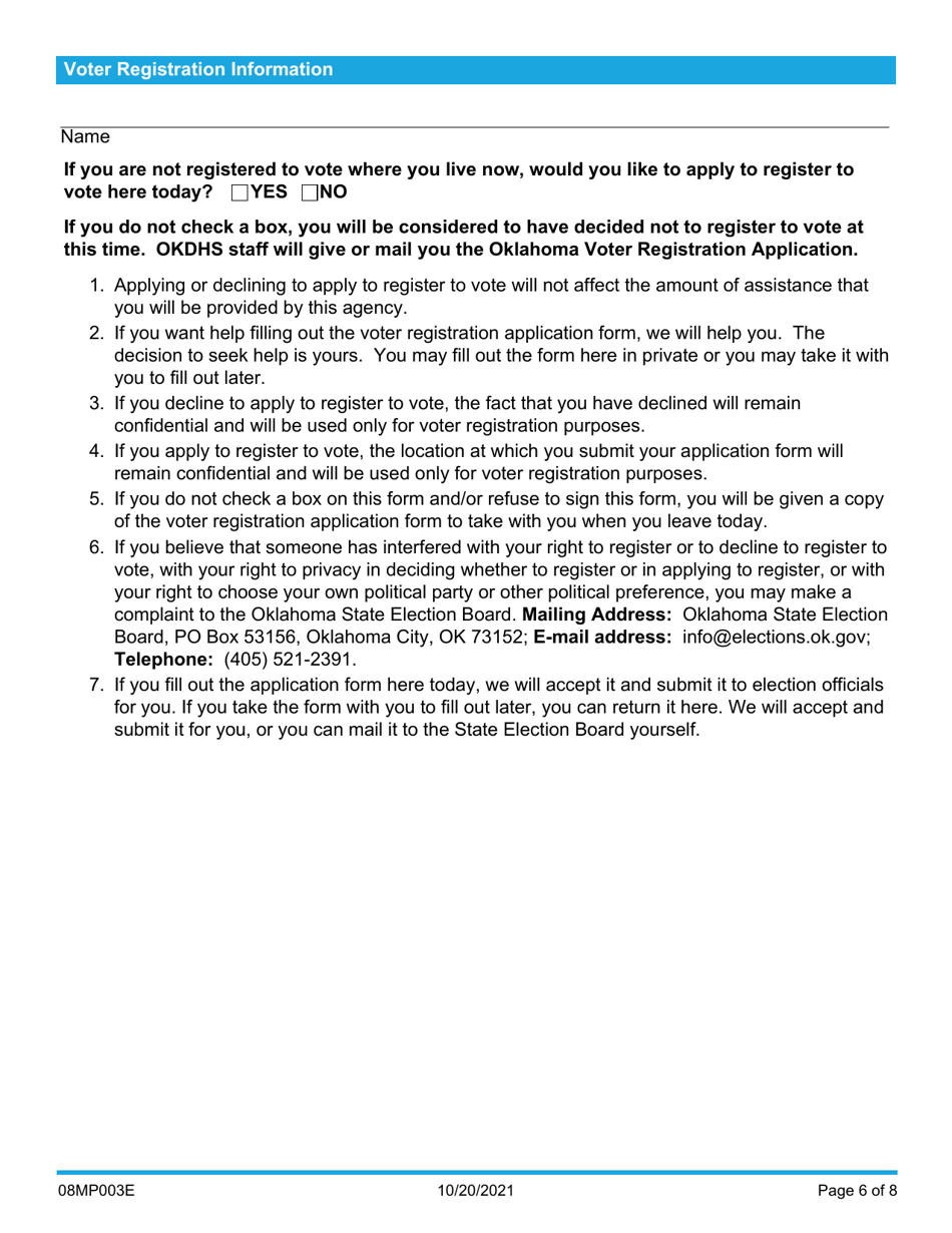 Form 08MP003E Responsibilities and Signature for Benefits - Oklahoma, Page 6