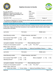 Form 08MP002E Eligibility Information for Benefits - Oklahoma