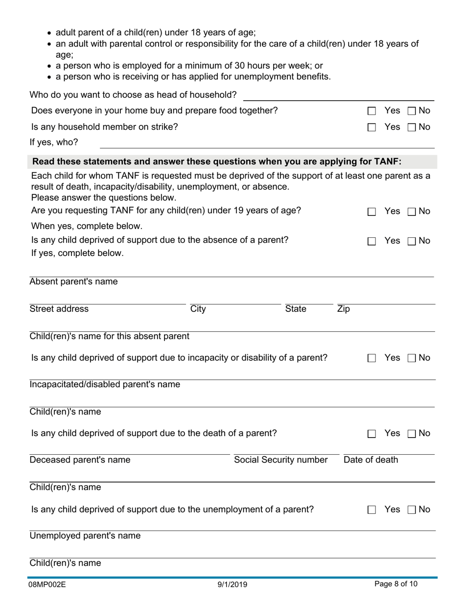 Form 08MP002E Eligibility Information for Benefits - Oklahoma, Page 8