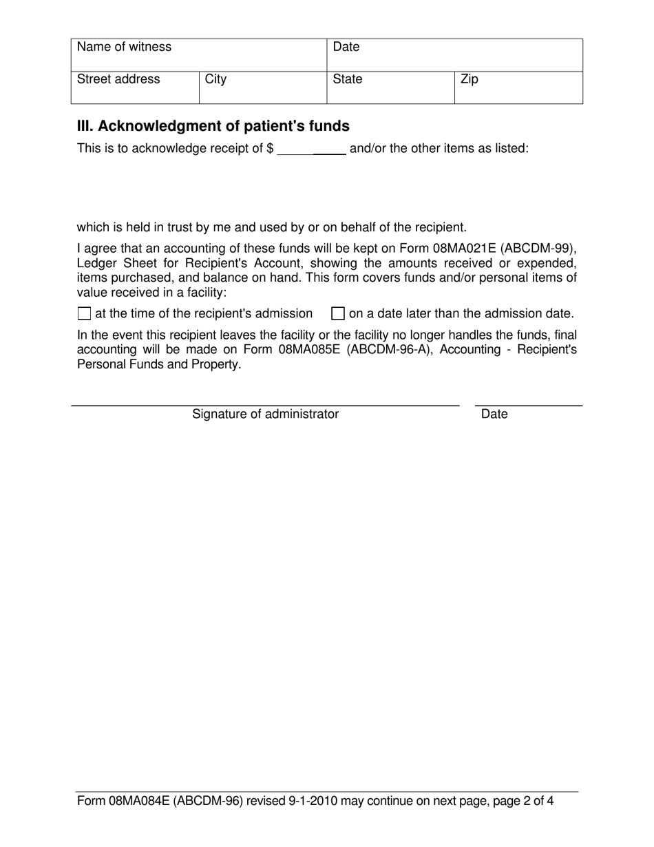 Form 08MA084E (ABCDM-96) Management of Recipients Funds - Oklahoma, Page 2