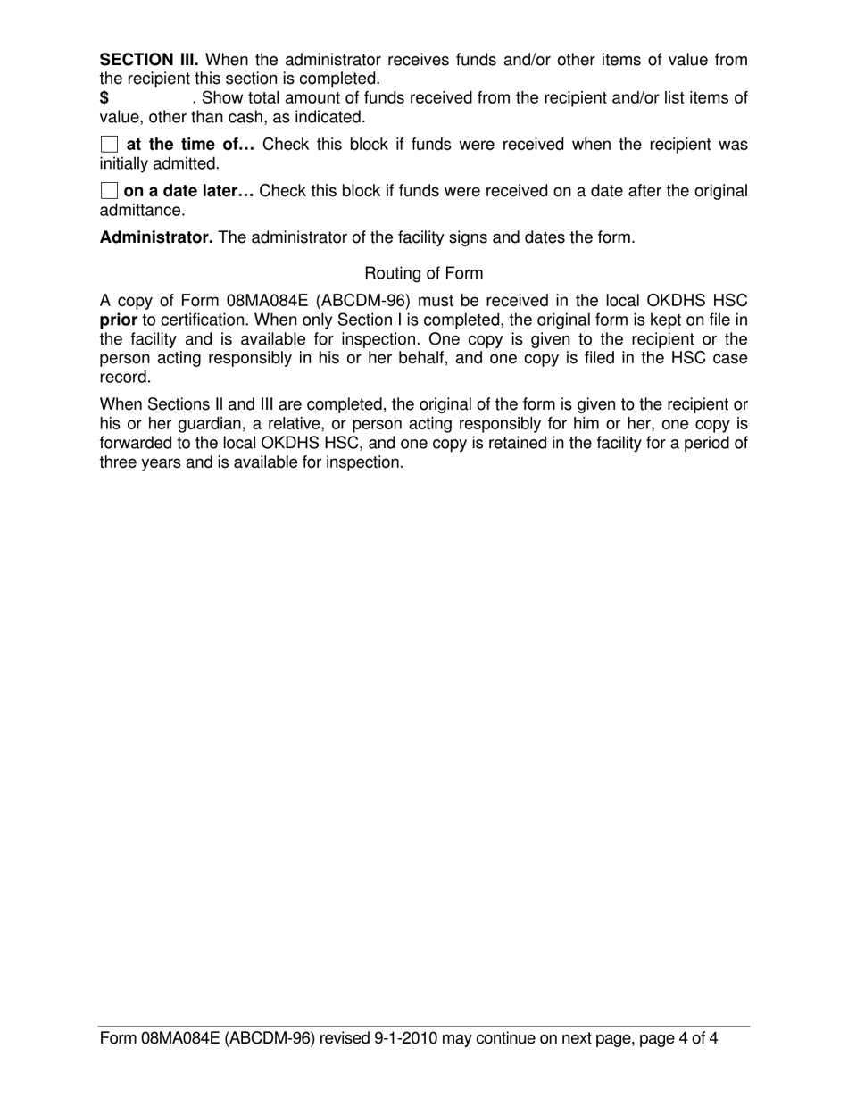 Form 08MA084E (ABCDM-96) Management of Recipients Funds - Oklahoma, Page 4
