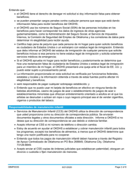 Formulario 08MP003S (FSS-1-B) Derechos, Responsabilidades Y Firma Para Beneficios - Oklahoma (Spanish), Page 2
