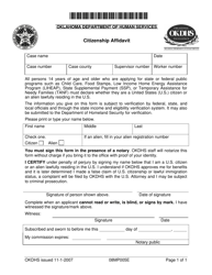 Document preview: Form 08MP005E Citizenship Affidavit - Oklahoma