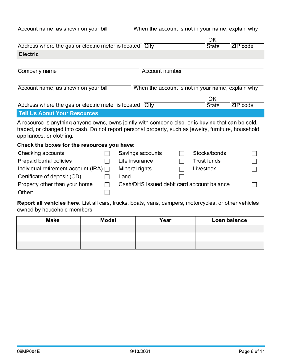 Form 08MP004E (FSS-BR-1) Renew My Benefits - Oklahoma, Page 6