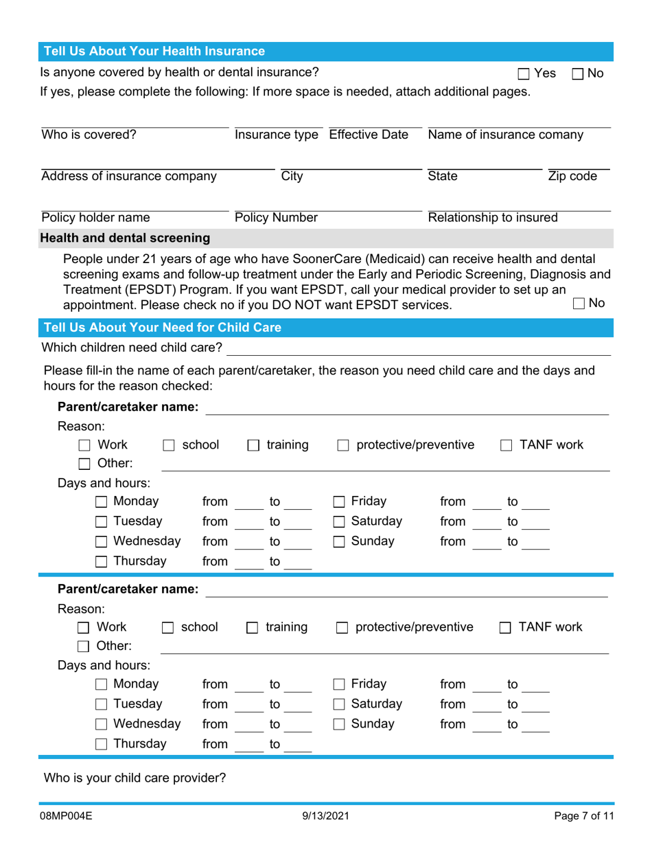 Form 08MP004E (FSS-BR-1) Renew My Benefits - Oklahoma, Page 7