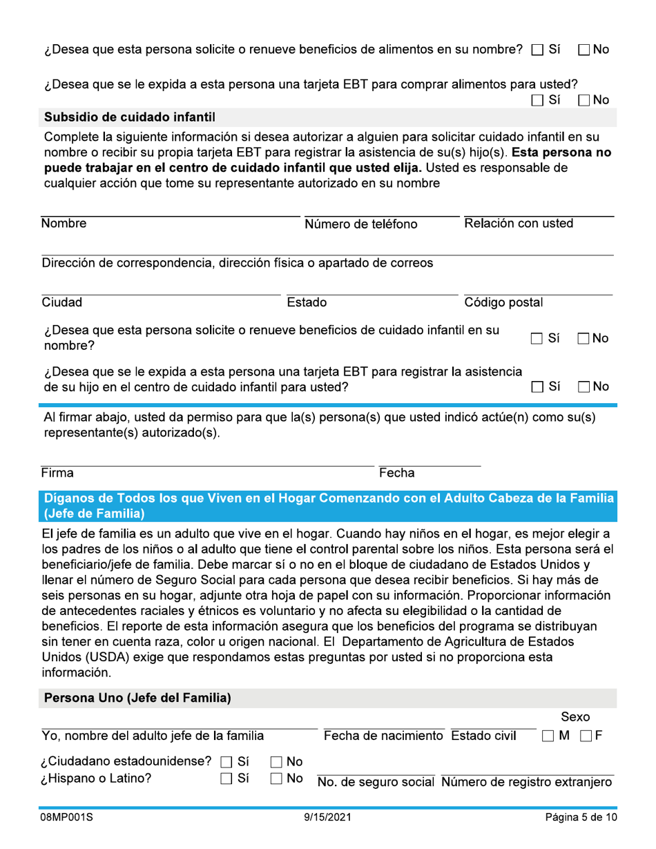 Formulario 08MP001S Solicitud De Beneficios - Oklahoma (Spanish), Page 5