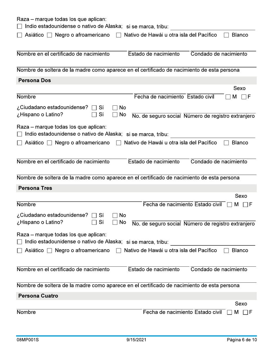 Formulario 08MP001S Solicitud De Beneficios - Oklahoma (Spanish), Page 6