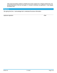 Form 08TA011E Drug Screen Requirements Acknowledgment - Oklahoma, Page 2